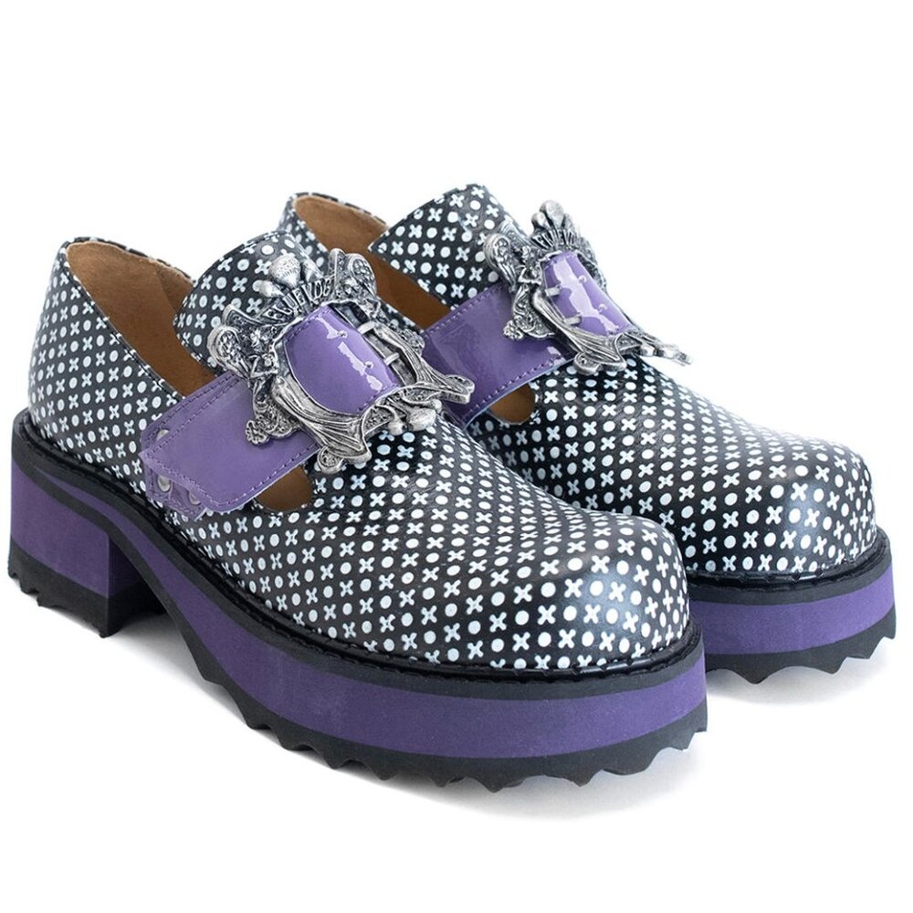 F-Shoe Hi Asta Buckled platform shoe XO/Purple (8.5US)